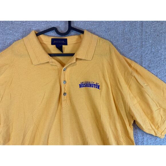 VTG Mens Sz XL ANTIGUA Yellow University of Washington Polo Shirt‎ Short Sleeve - Picture 3 of 6